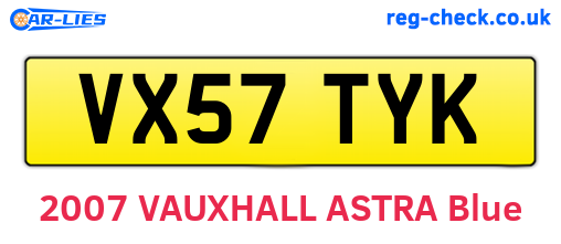 VX57TYK are the vehicle registration plates.