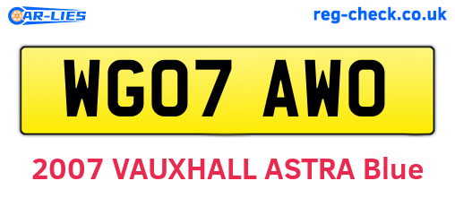 WG07AWO are the vehicle registration plates.