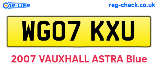 WG07KXU are the vehicle registration plates.