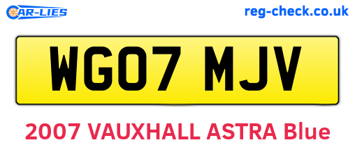 WG07MJV are the vehicle registration plates.