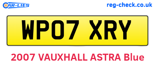 WP07XRY are the vehicle registration plates.