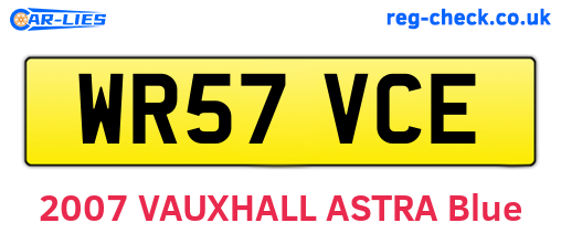 WR57VCE are the vehicle registration plates.