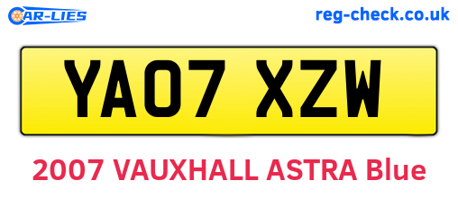 YA07XZW are the vehicle registration plates.
