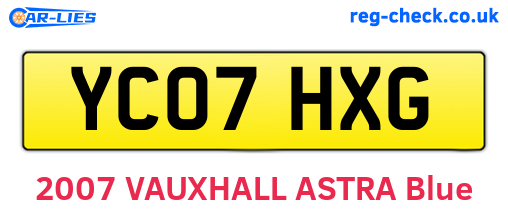 YC07HXG are the vehicle registration plates.
