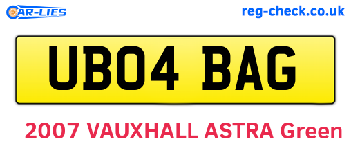 UB04BAG are the vehicle registration plates.