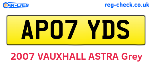 AP07YDS are the vehicle registration plates.