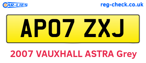 AP07ZXJ are the vehicle registration plates.