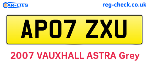 AP07ZXU are the vehicle registration plates.