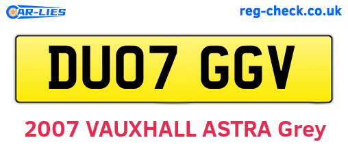 DU07GGV are the vehicle registration plates.