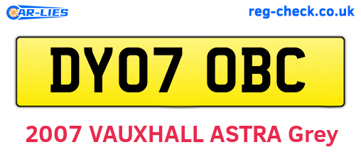 DY07OBC are the vehicle registration plates.