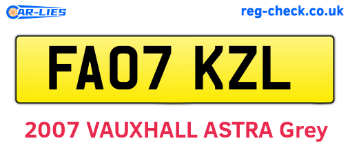 FA07KZL are the vehicle registration plates.