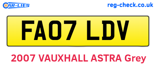 FA07LDV are the vehicle registration plates.