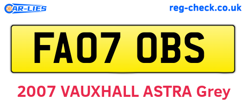 FA07OBS are the vehicle registration plates.