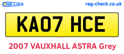 KA07HCE are the vehicle registration plates.