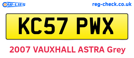 KC57PWX are the vehicle registration plates.