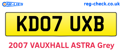 KD07UXB are the vehicle registration plates.