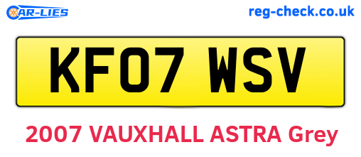 KF07WSV are the vehicle registration plates.