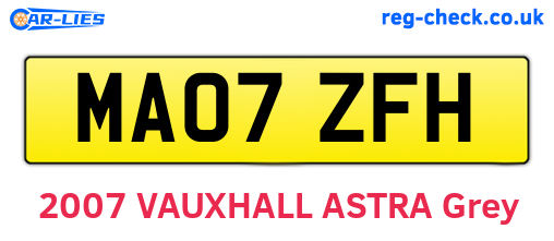 MA07ZFH are the vehicle registration plates.