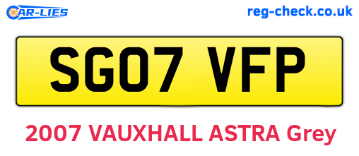 SG07VFP are the vehicle registration plates.