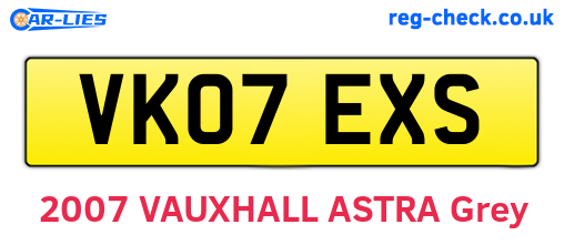 VK07EXS are the vehicle registration plates.