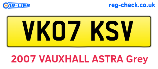 VK07KSV are the vehicle registration plates.