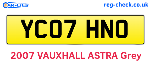 YC07HNO are the vehicle registration plates.