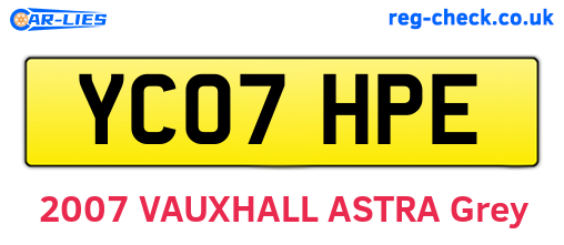 YC07HPE are the vehicle registration plates.