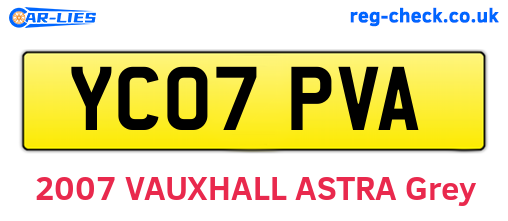 YC07PVA are the vehicle registration plates.