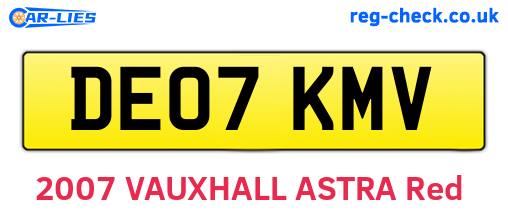 DE07KMV are the vehicle registration plates.