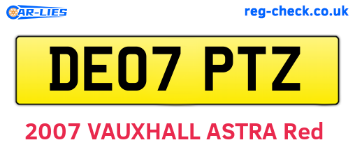 DE07PTZ are the vehicle registration plates.