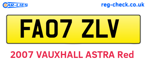 FA07ZLV are the vehicle registration plates.