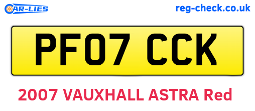 PF07CCK are the vehicle registration plates.