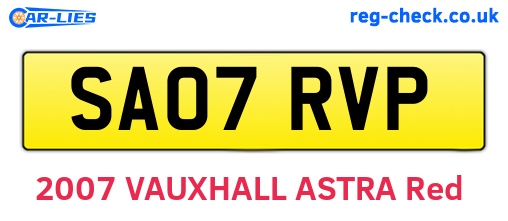 SA07RVP are the vehicle registration plates.