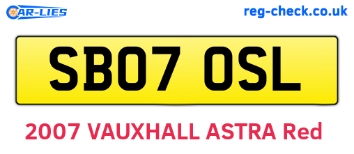 SB07OSL are the vehicle registration plates.