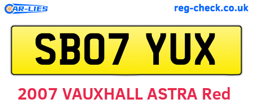 SB07YUX are the vehicle registration plates.