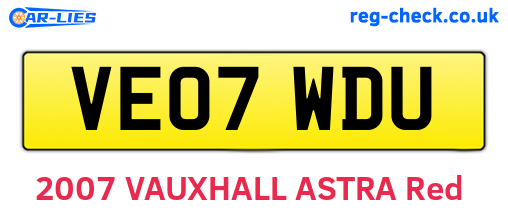 VE07WDU are the vehicle registration plates.