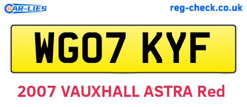 WG07KYF are the vehicle registration plates.