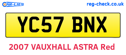 YC57BNX are the vehicle registration plates.