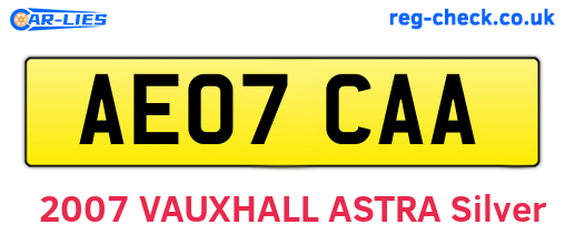 AE07CAA are the vehicle registration plates.