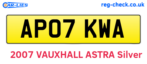 AP07KWA are the vehicle registration plates.