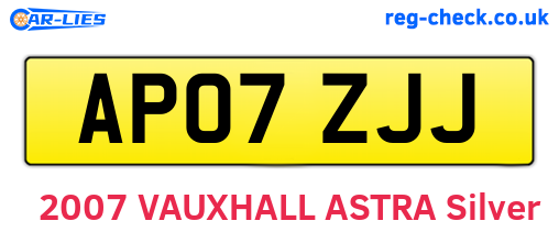 AP07ZJJ are the vehicle registration plates.