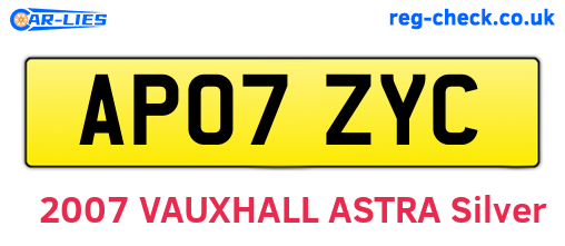 AP07ZYC are the vehicle registration plates.