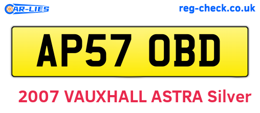 AP57OBD are the vehicle registration plates.