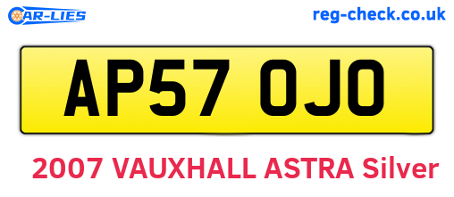 AP57OJO are the vehicle registration plates.