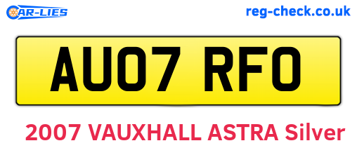 AU07RFO are the vehicle registration plates.