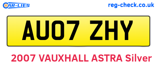 AU07ZHY are the vehicle registration plates.