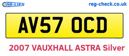 AV57OCD are the vehicle registration plates.