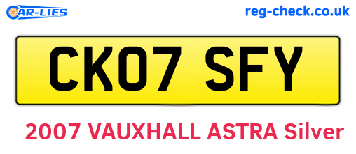 CK07SFY are the vehicle registration plates.