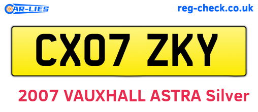 CX07ZKY are the vehicle registration plates.