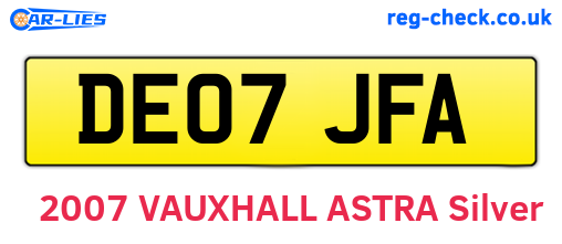 DE07JFA are the vehicle registration plates.